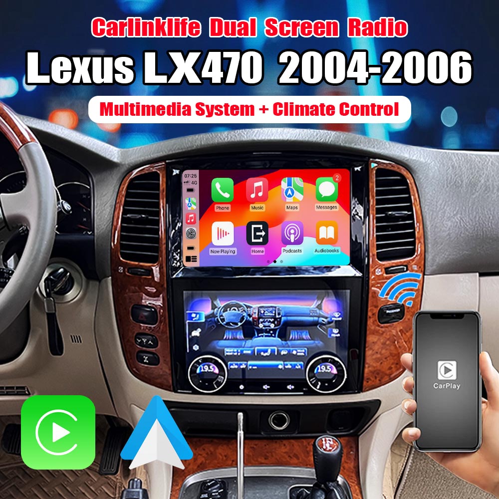 10 inch Android Car Radio for Lexus LX470 2004-2006 Dual Screen Climate Control Panel Multimedia Player