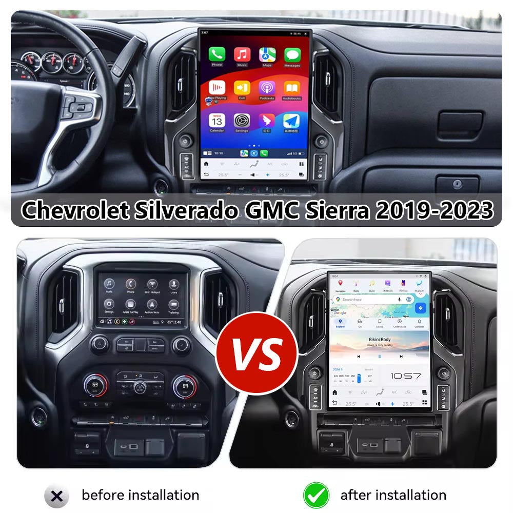 Chevrolet Silverado GMC Sierra 2019-2024 Android 13 IPS 2K Touch Screen GPS Navigation Video Player Support Carplay