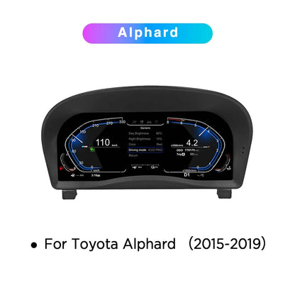 12.3" LCD Digital Cluster For Toyota Alphard 2008-2019 Linux Digital LCD Dashboard Instrument Gauge Cluster