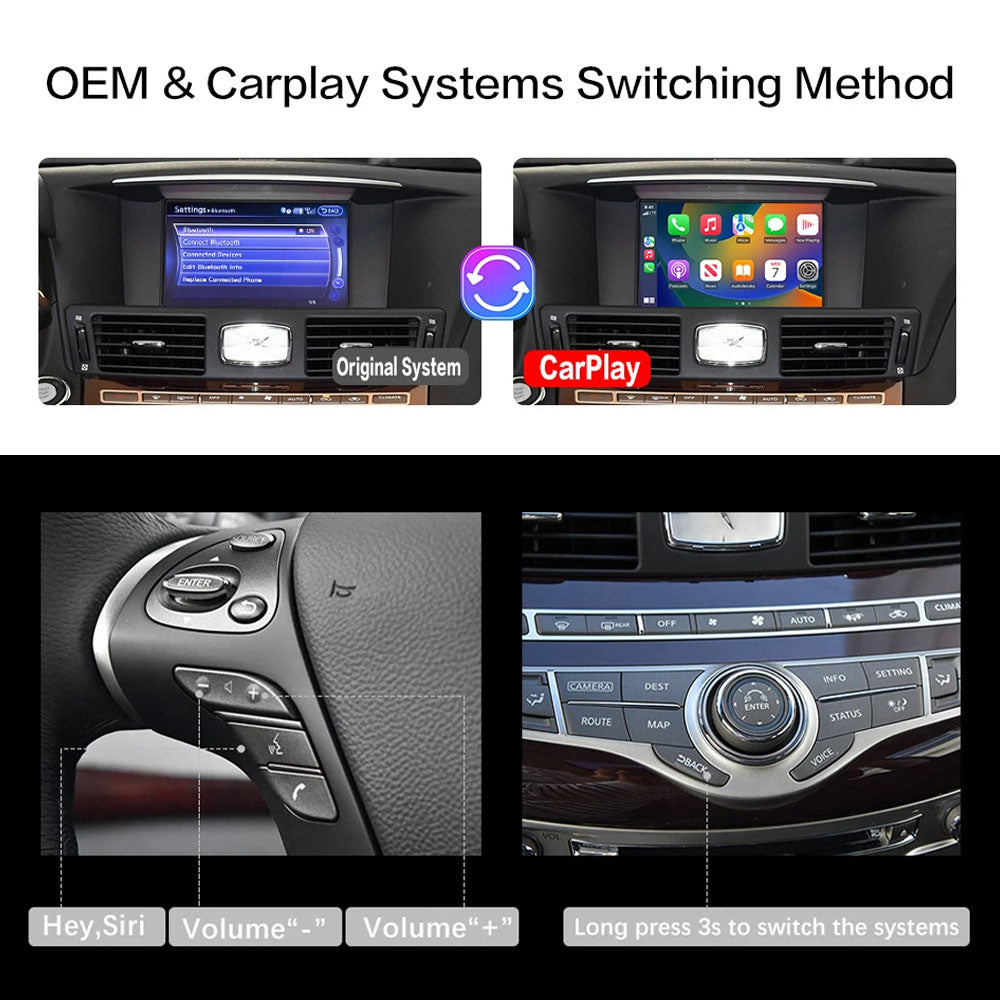 Wireless Apple CarPlay Android Auto Interface For Infiniti QX60 QX70 Q70 Nissan Patrol 2008-2020 Aftermarket CarPlay Upgrade Retrofit Module