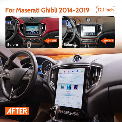 12.1 inch Android Car Radio for Maserati Ghibli 2014-2019 Stereo Replacement Tesla-Style Screen Built-in Carplay/Android Auto