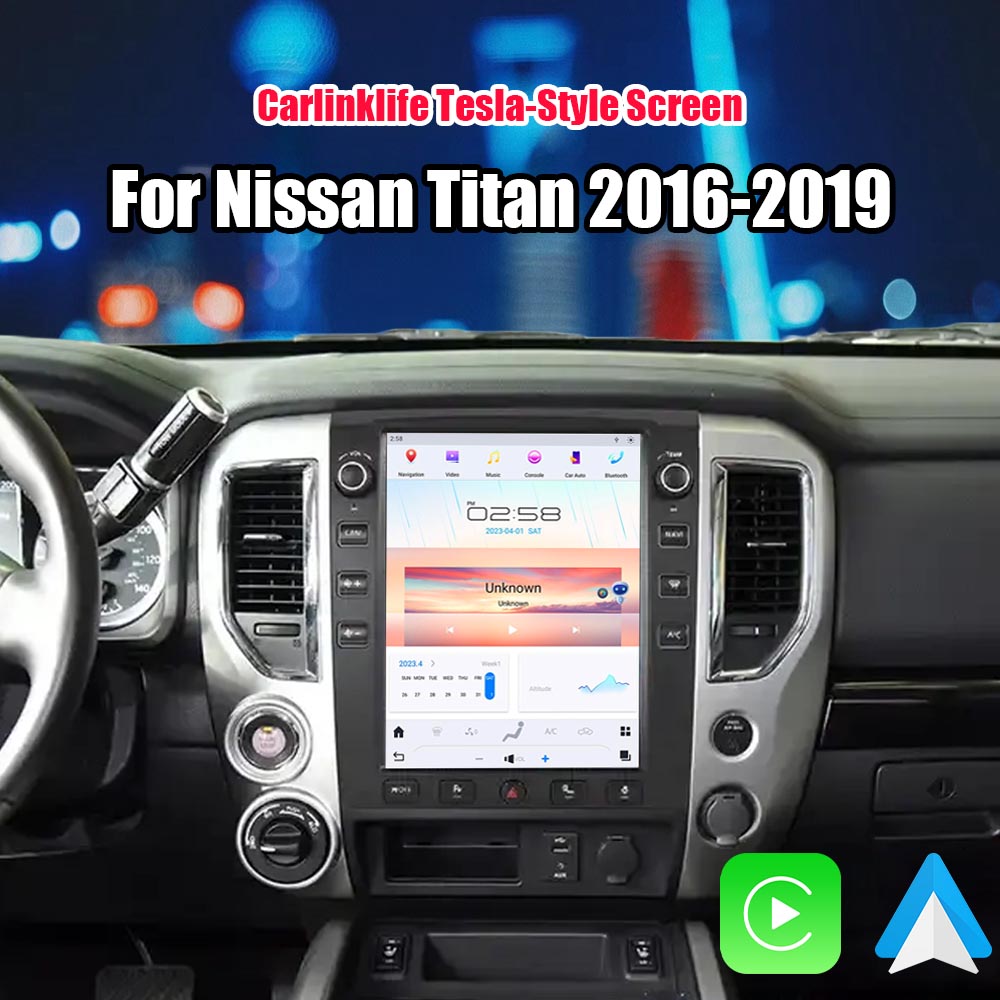 12.1 inch Car Radio for Nissan Titan 2016-2019 Stereo Replacement Tesla-Style Screen GPS Navigation Multimedia Player