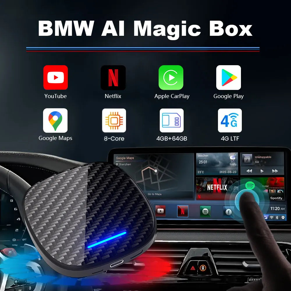 Carlinklife BMW AI Box Wireless CarPlay Adapter BMW Streaming Multimedia Magic Box