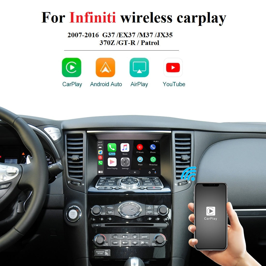 Apple CarPlay Android Auto For Infiniti G35 M35 M25 G37 G25 FX35 QX50 EX35 EX25 2007-2020 CarPlay Upgrade Interface