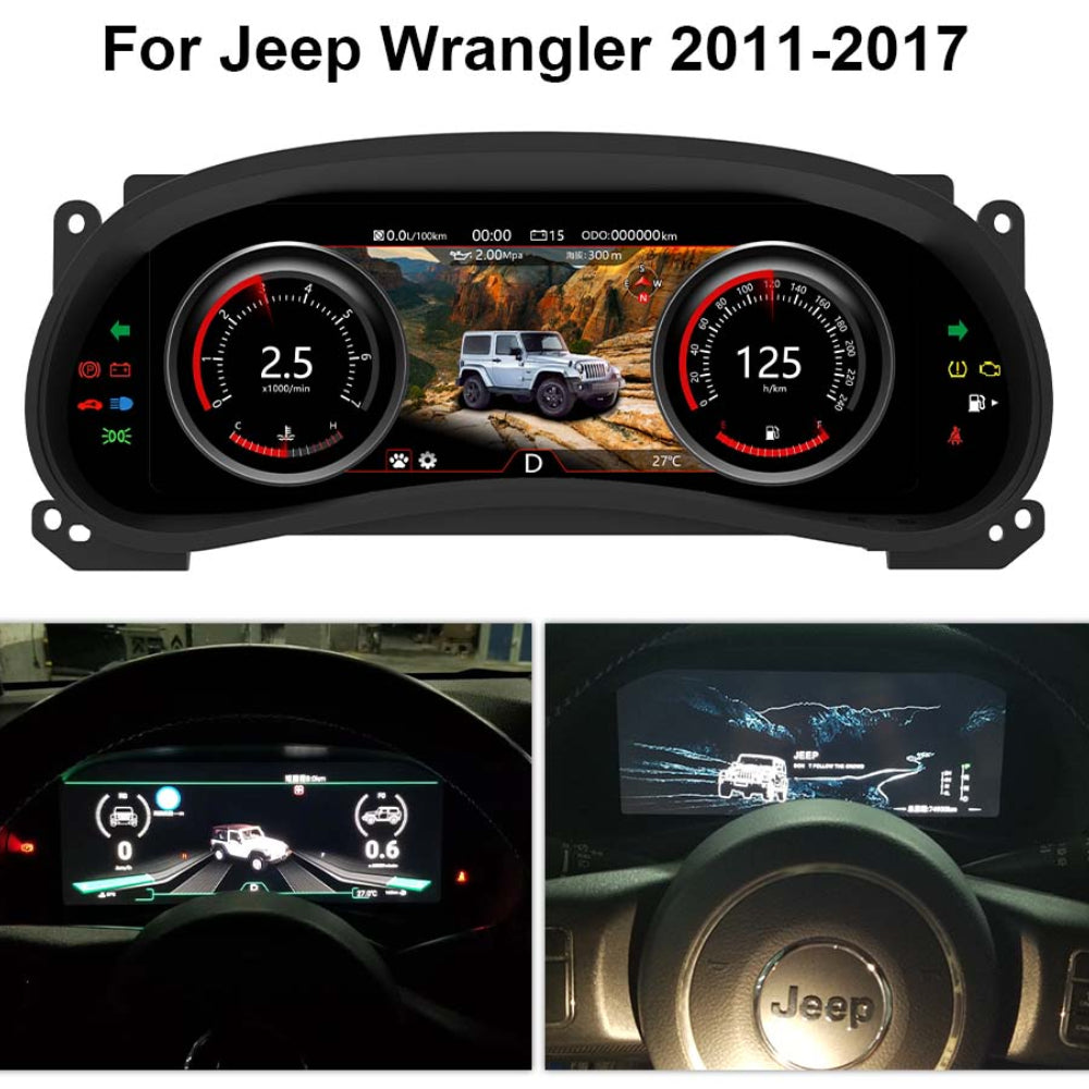 12.3 inch LCD Digital Cluster For JEEP Wrangler 2011-2017 Linux Digital LCD Dashboard Instrument Gauge Cluster