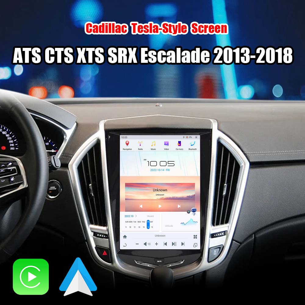 10.5 inch Car Radio for Cadillac ATS CTS XTS SRX Escalade 2013-2018 Stereo Upgrade Tesla-Style Screen Built-in CarPlay