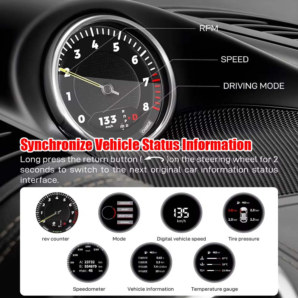 2.1 inch LCD Sport Chrono Digital Display Smart Stopwatch for Porsche Cayenne 2010-2017