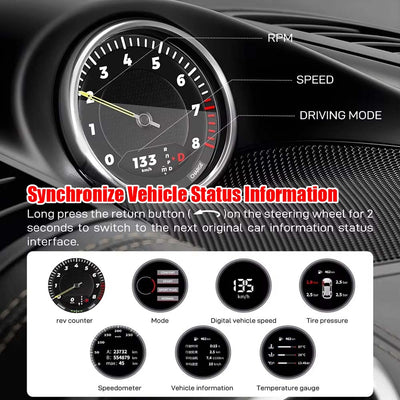 2.1 inch LCD Sport Chrono Digital Display Smart Stopwatch for Porsche Cayenne 2010-2017