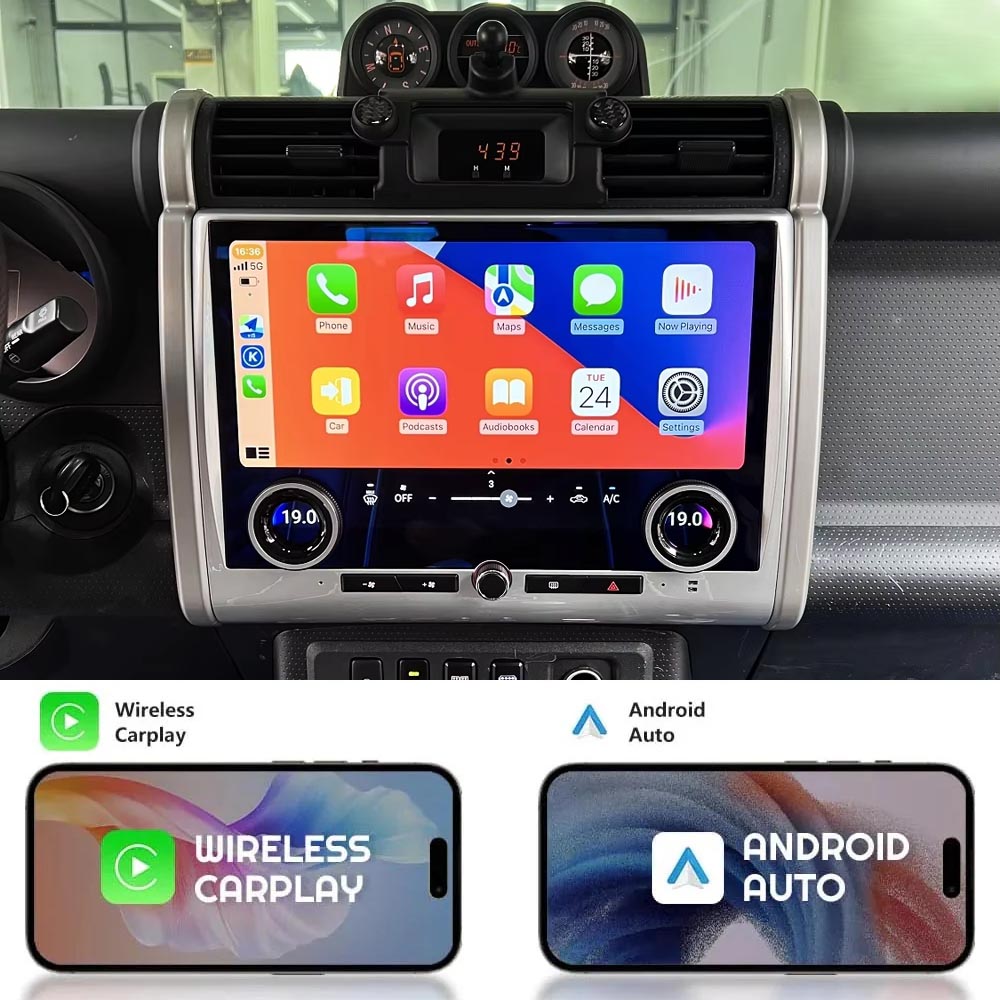 13 inch Android Car Radio for Toyota Land Cruiser FJ 2007-2024 Climate Control Panel Multimedia Player Stereo Replacement
