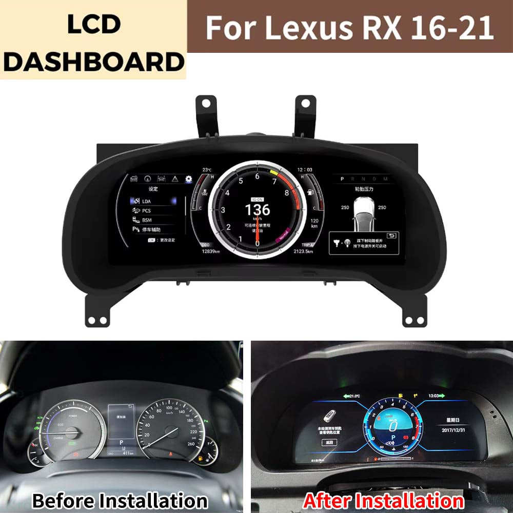 LCD Digital Cluster For Lexus RX 2016-2021 Linux Digital LCD Dashboard Instrument Gauge Cluster