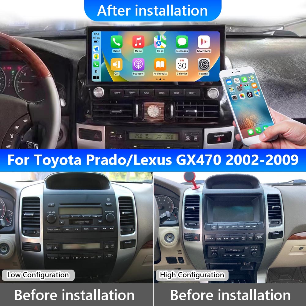 12.3'' Android Car Radio For Toyota Land Cruiser Prado 120 For Lexus GX470 2002-2009 Car Stereo CarPlay Multimedia Player