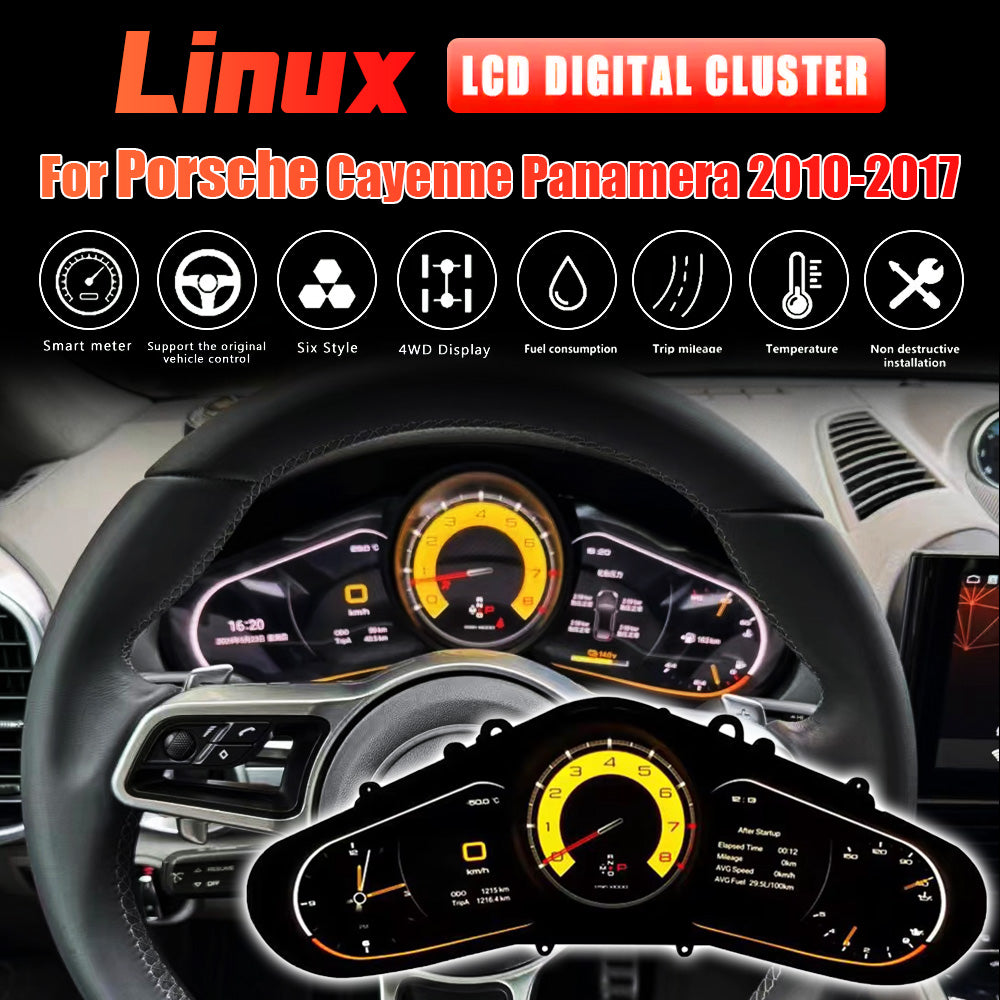 LCD Digital Cluster For Porsche Cayenne Panamera 2010-2017 Linux Digital LCD Dashboard Instrument Gauge Cluster