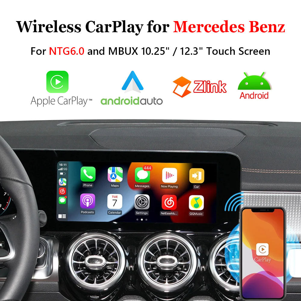 Wireless Carplay Android Auto for Mercedes NTG 6.0 MBUX 10.25" / 12.3" Radio Screen Android Multimedia System Upgrade Kit