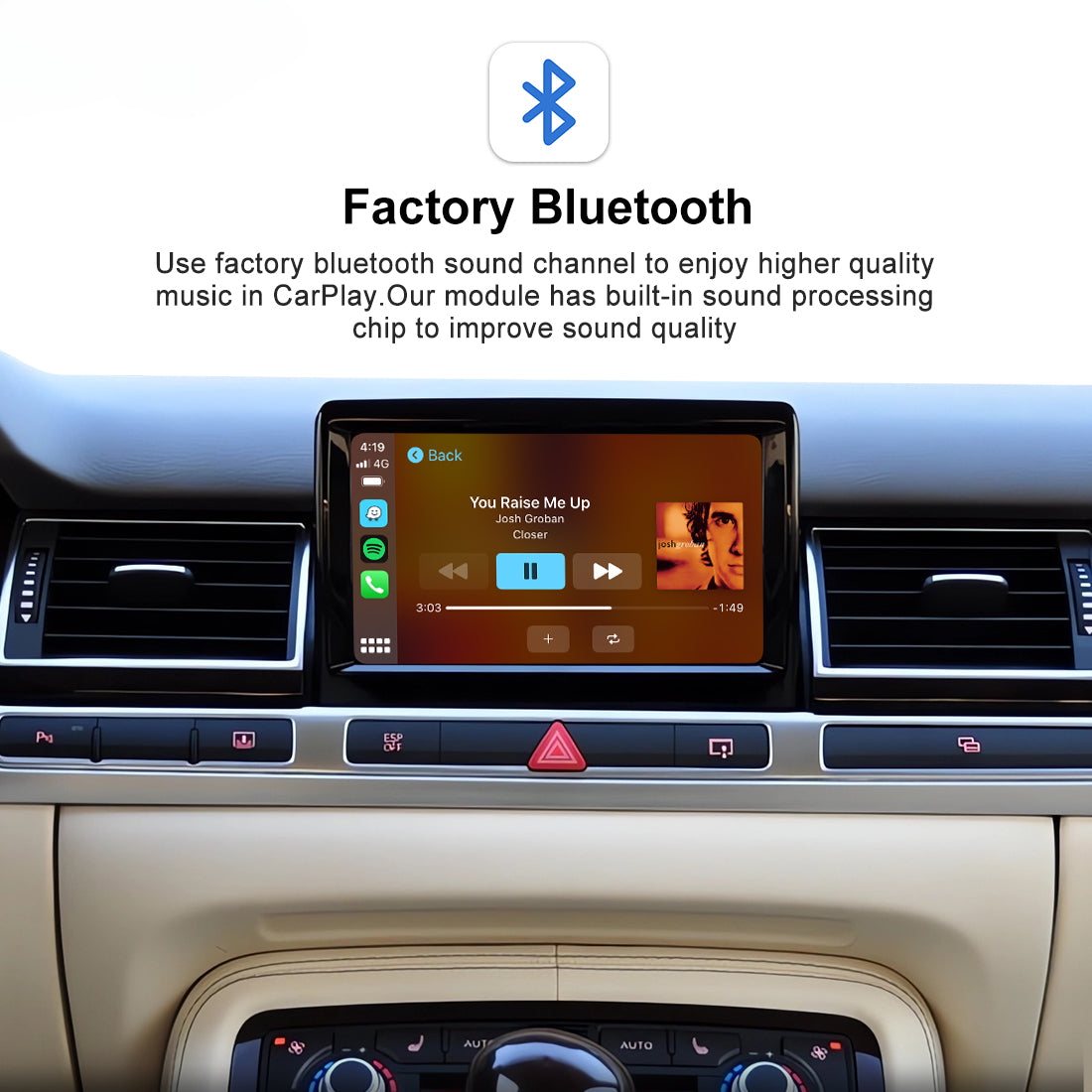 Wireless Apple Carplay & Android Auto Module For Audi A4 A5 A6 A7 A8 Q5 Q7 2005-2009 OEM Screen Upgrade Kit