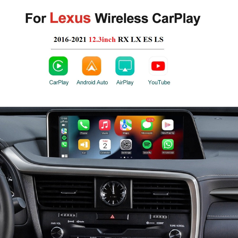  Wireless Apple CarPlay Interface for 12.3 inch Lexus RX LX GS ES 2016-2021 Android Auto Upgrade Module