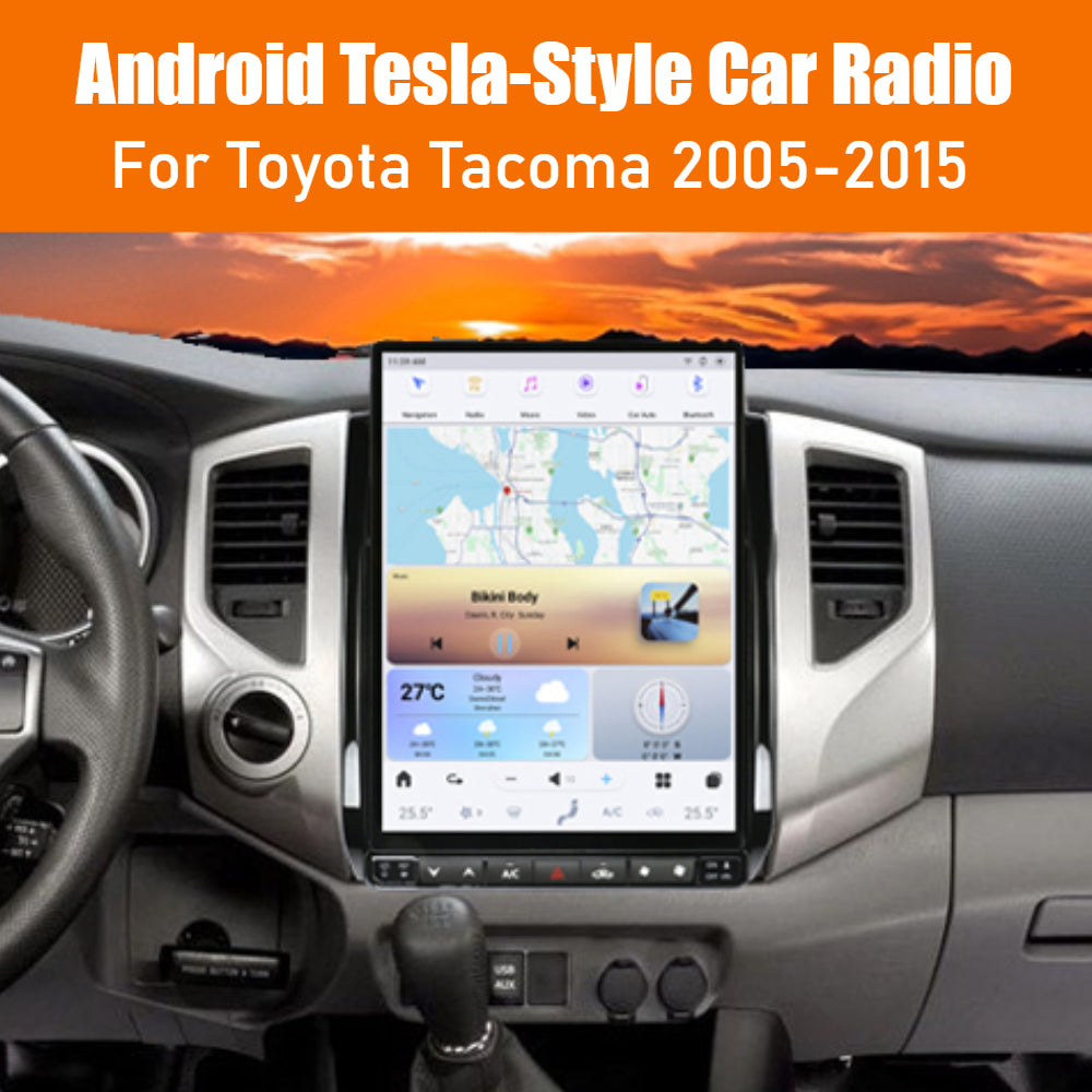 Android Car Radio for Toyota Tacoma 2005-2015 Stereo Upgrade Tesla-Style Screen Built-in Carplay/Android Auto