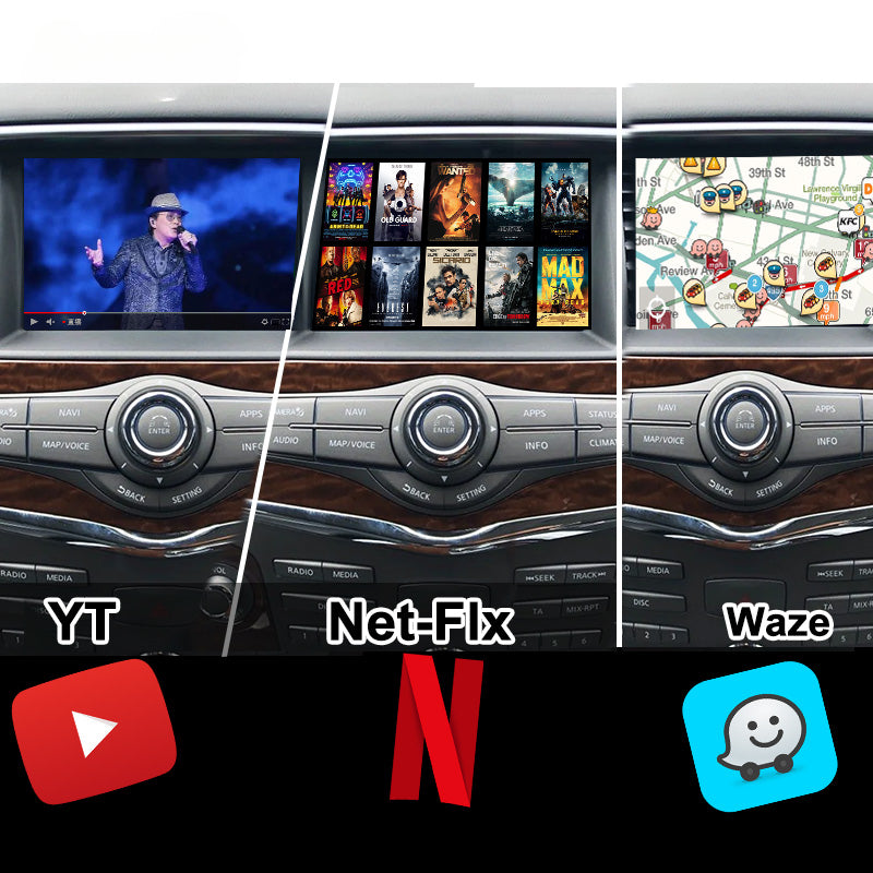 Wireless CarPlay Android Infotainment Module for Nissan Patrol Y62 QX60 Pathfinder R52 2010-2020  with NetFlx, Google Play