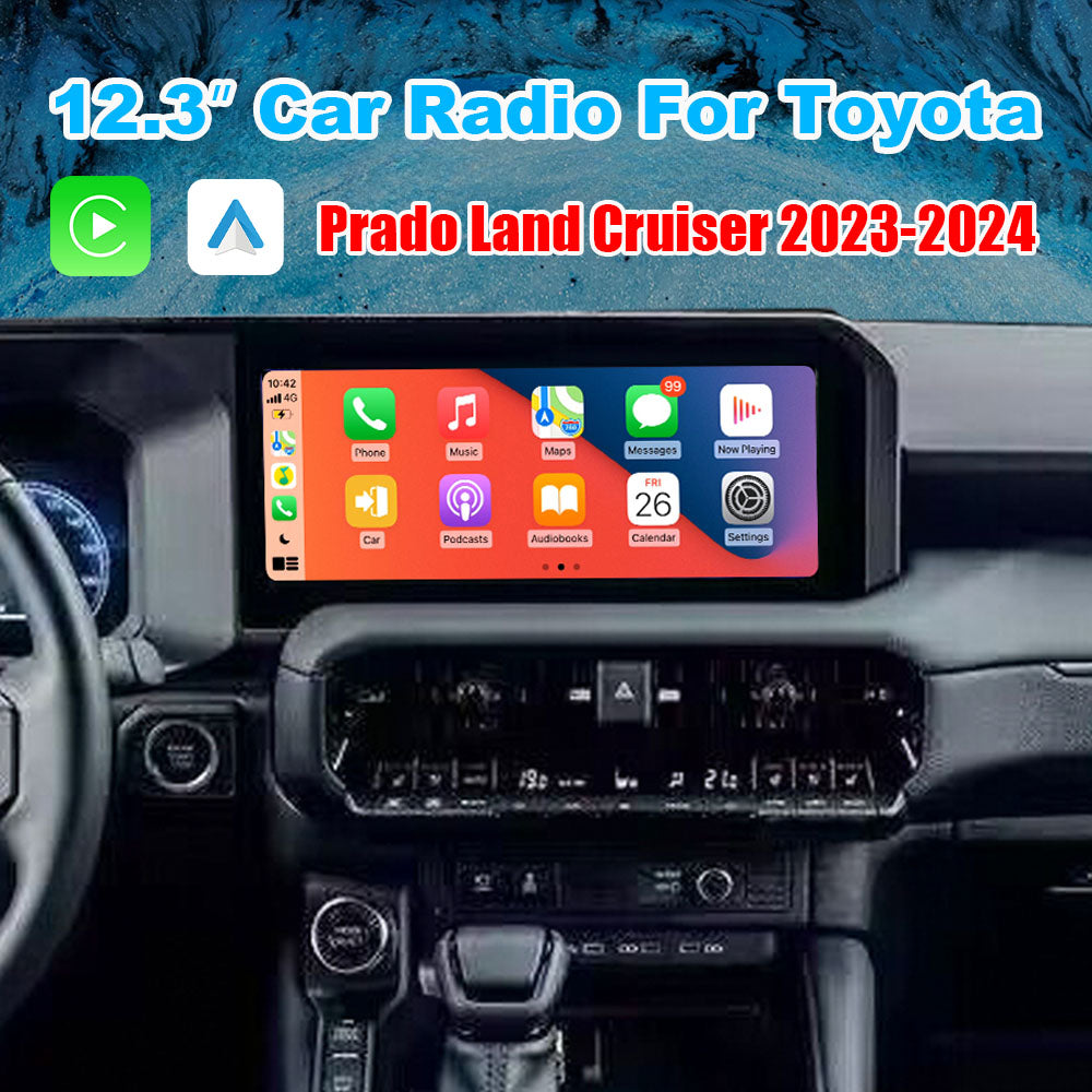 12.3'' Android Car Radio For Toyota Prado Land Cruiser 250 LC250 2023-2024 CarPlay Multimedia Player