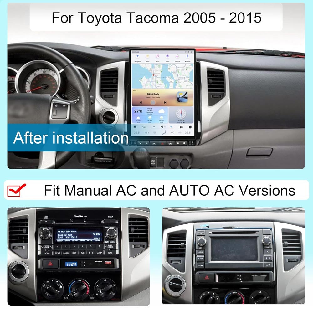 Android Car Radio for Toyota Tacoma 2005-2015 Stereo Upgrade Tesla-Style Screen Built-in Carplay/Android Auto