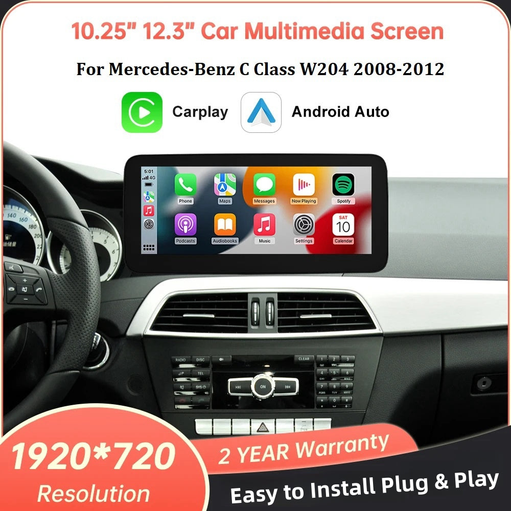 Display Auto Android 13 Per Mercedes Classe C W204 W176 C117 W463 X156 2012-2015, Schermo 12,3'' HD Touch Con CarPlay E Android Auto