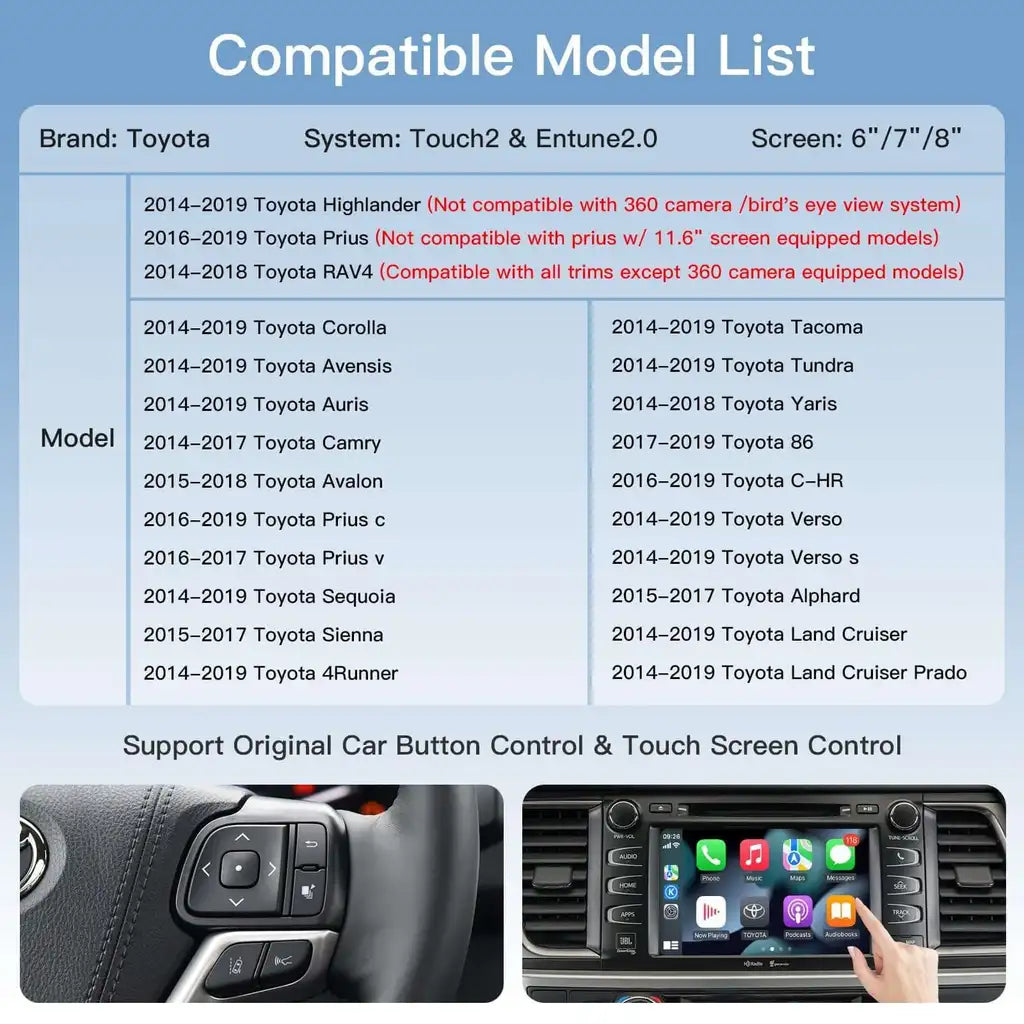 Wireless Apple Carplay Android Auto Module For TOYOTA Touch2