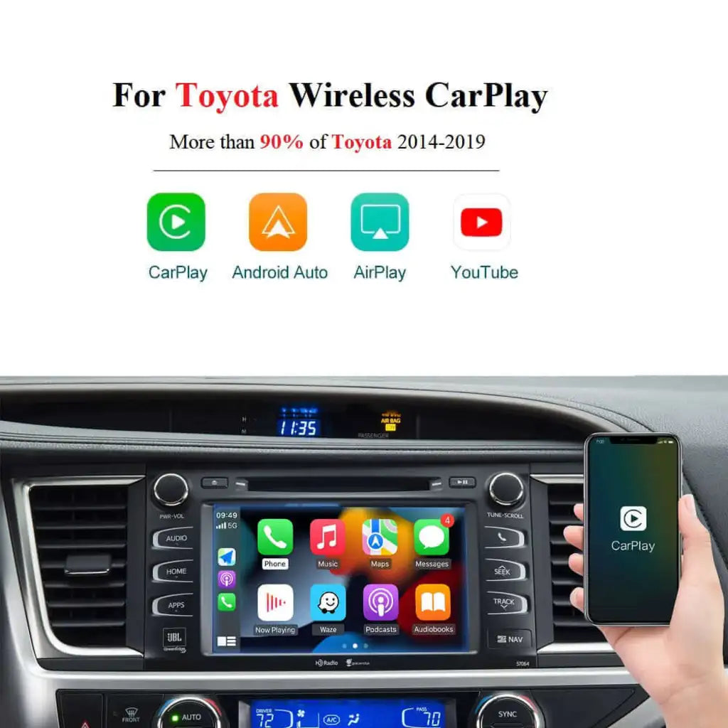 Wireless Apple Carplay/Android Auto Module For TOYOTA Touch2 Entune2.0 Highlander Tundra Sienna Prius Yaris Camry CHR