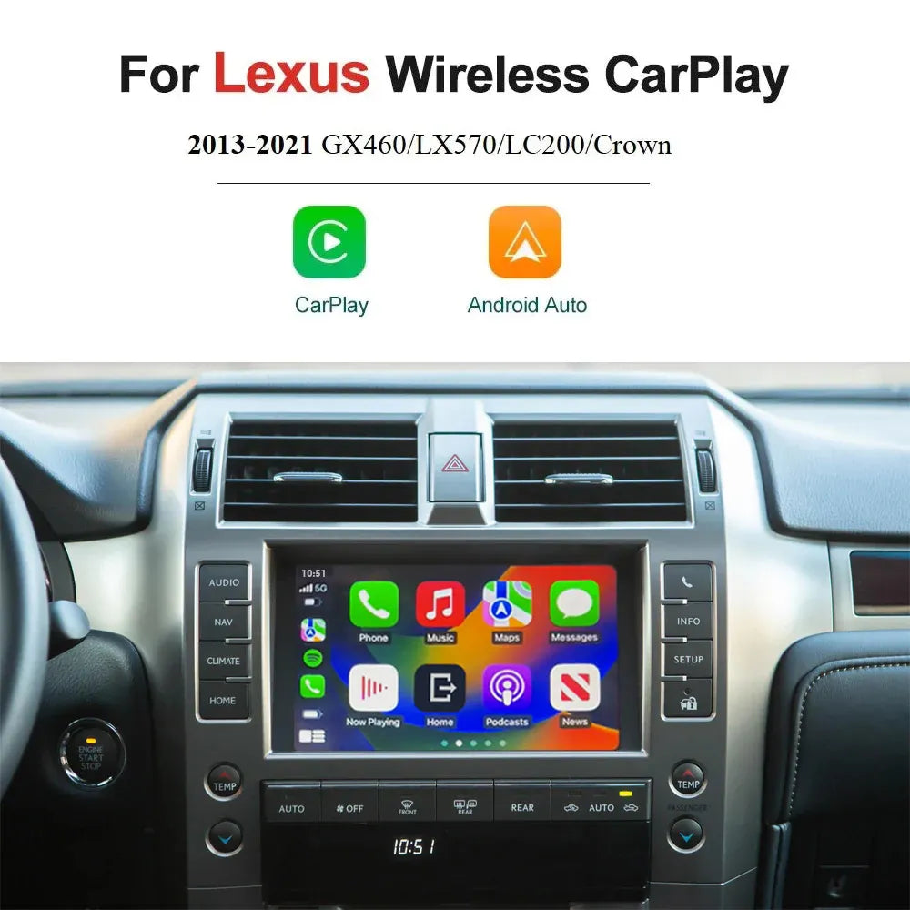 Wireless CarPlay Module for 2013-2021 Lexus GX460 LX570  Land Cruiser LC200 Crown with Android Auto