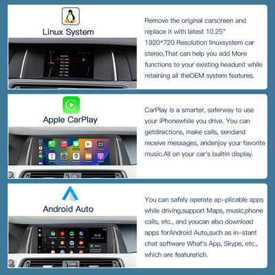10.25 LINUX SCREEN BMW 5 SERIES F10 F11 2010-2017 UPGRADE Wireless Carplay/Android auto (CIC/NBT)