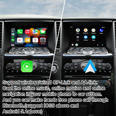 Wireless Apple Carplay/Android Auto for Infiniti FX35 FX50 G37 M45 QX60 Q70 GT-R Nissan Patrol 370Z 2008-2021