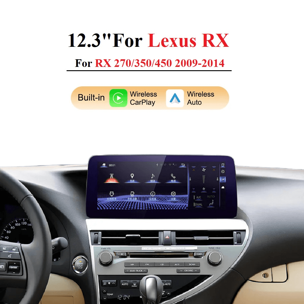 12.3" Multimedia Player Android CarPlay For Lexus RX RX270 RX350 450 2009-2015