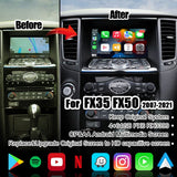 Wireless Apple Carplay/Android Auto for FX35 FX50 G37 M45 QX60 Q70 GT-R Nissan Patrol 370Z 2008-2021