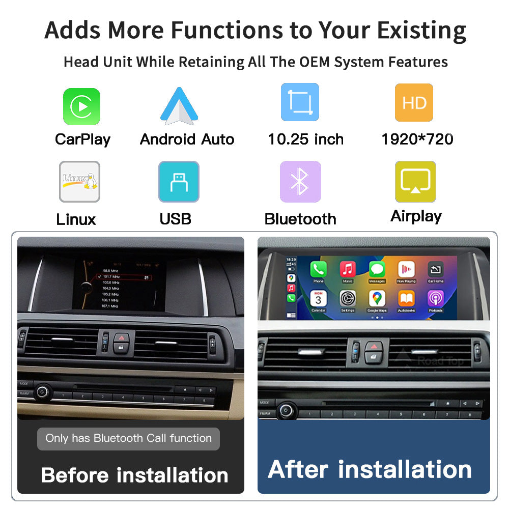 10.25 LINUX SCREEN BMW 5 SERIES F10 F11 2010-2017 UPGRADE Wireless Carplay/Android auto (CIC/NBT)